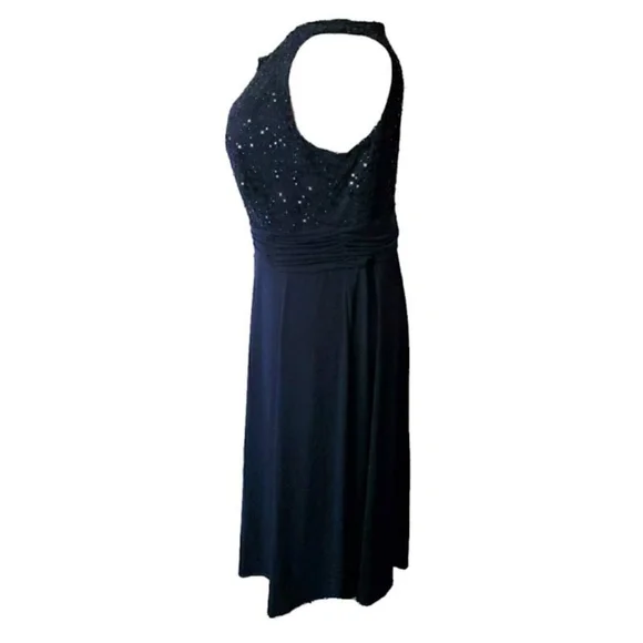 Navy Blue Elegant Sleeveless Sequin Dress - Picture 2 of 7